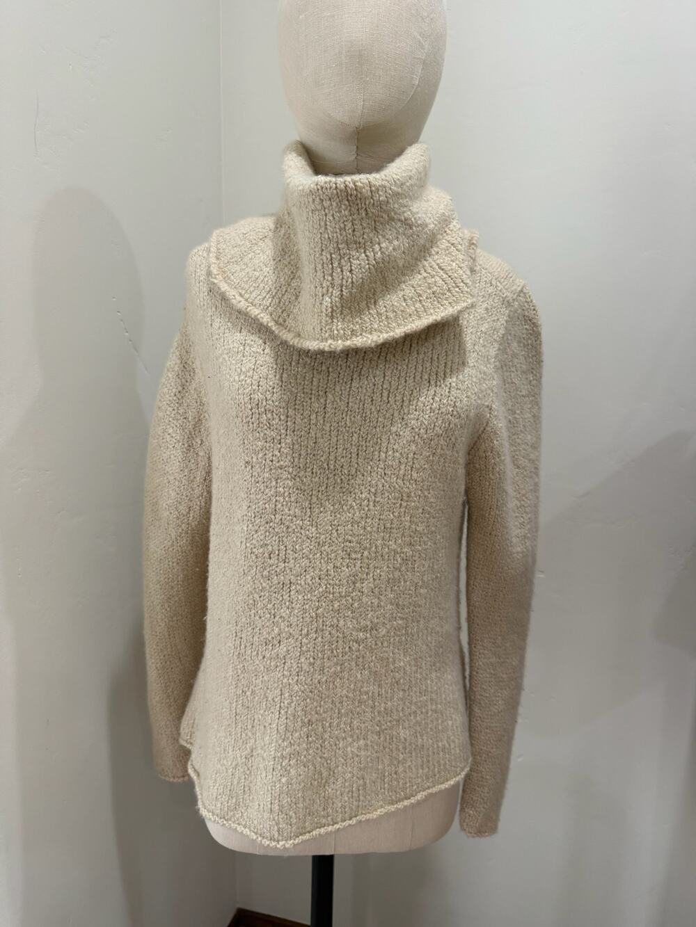 Eileen Fisher Women XL Merino Wool Camel Hair Cowlneck Sweater Knit Cabin